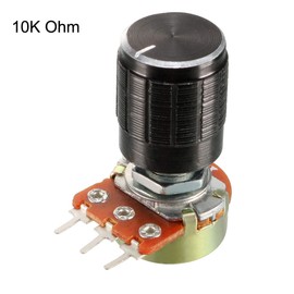 sourcing map 10K Ohm Variable Resistors Single Turn Rotary Carbon Film Taper Potentiometer with Knobs
