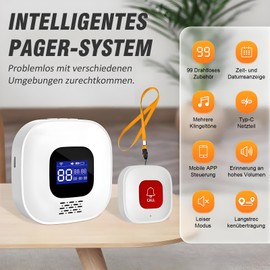 ChunHee WiFi Tuya Smart Emergency Call Button for Seniors Emergency Call Bracelet Emergency Button for Seniors 2 Emergency Call Bracelet 1 Receiver (Supports 2.4GHz Wi-Fi Only)