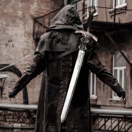 keland LARP Sword Holder Back Leather Adjustable Sword Sheath Sword Holder Shoulder (X-Black)