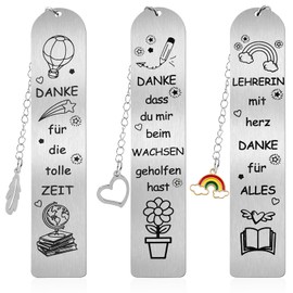 TOPJOWGA 3 Pieces Leaving Gifts Teacher, Thank You Bookmark Farewell Gifts, Metal Bookmark, Teacher Farewell Gift, Nursery Farewell Gift, Educator Bookmark