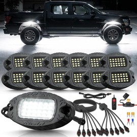 8Pods Metal RGBW LED Rock Lights Kit with APP/RF Remote Control, Upgraded Underglow Light Multi Zone Neon Underbody Lights Multi Color 12V Waterproof for Trucks Jeep UTV ATV Golf Cart Offroad SXS