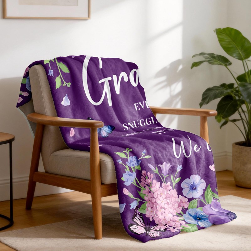Silkwishes Grandma Birthday Gifts, Grandma Gifts Purple Blanket 50" x
