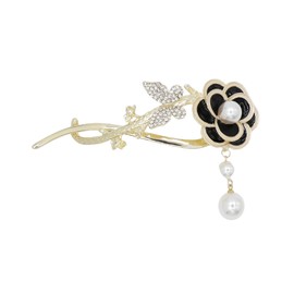 Cualque Butterfly Hair Clips,Lily of the Valley Camellia Flower Butterfly Peacock Fox Hair Claw Clips with Tassel Metal Pearl Nonslip Clamps Styling Accessories for Women (Camellia)