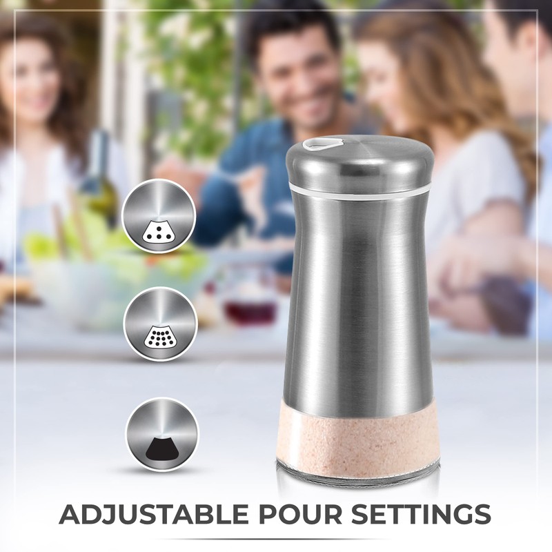 Salt Shaker or Pepper Shaker with Adjustable Pour Holes -
