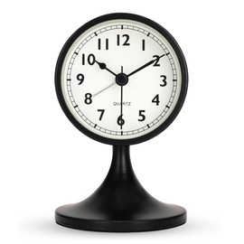 Lafocuse Metal Alarm Clock Black Classic Alarm Clock Silent No Ticking with Night Light and Snooze Function, Small Table Clock Analogue for Bedside Table Bedroom Office 12.5 cm
