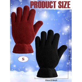 SATINIOR 3 Pairs Kids Fleece Winter Gloves Warm Full Fingers Gloves for Boys Girls Snow Outdoors Activities Supplies(5-8 Years,Black,Wine Red)