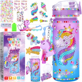 Vautvis Unicorn Toy for Girls 5 6 7 8 9 10 Years, 600 ml DIY Drinking Bottle, Craft Set, Children, Drinking Bottle, Children, Leak-Proof, Water Bottles for Girls, School Birthday Gifts