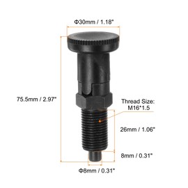 HARFINGTON Push Fit Ball Nose Spring Plunger M16x1.5 Thread Length 1.02" Pin Dia.8mm Carbon Steel Self-Locking Plunger Retractable Index Plunger for Industrial Equipment