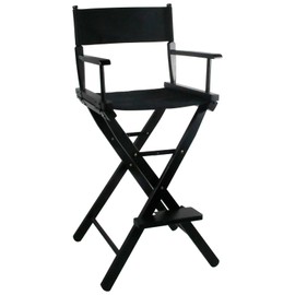 GDGYOFN 30'' Tall Directors Chair Folding Makeup Chair for Makeup Artist and Clients,Portable Footrest, Solid Hardwood, 250lbs Capacity, Black
