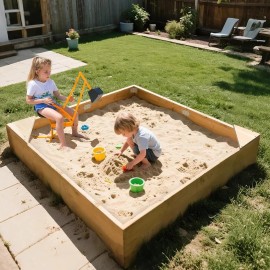ABORON Kids Sand Boxes with Excavator Sandboxes with Covers Corner Seats 71''x71''x8''