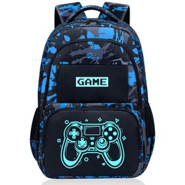 Fitvc Glow in The Dark Backpack for Boys - Game Boys Backpack for Kids Children Teens Elementary Middle School - 17″ Gamer Bookbag Travel Back Pack for Age 6-18