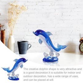 HEALLILY Glass Dolphin Figurines Animal Sculpture Statue Paperweight Blue Glass Dolphin Glass Blown Sea Animal Figurine Tabletop Ornament Decorative Showpiece Centerpiece