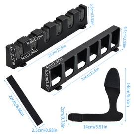 Fishing Rod Holders 1 Pair with 6 Pair Adjustable Fishing Rod Protector Cap, Wall Mounted Fishing Rod Rack Fishing Pole Holders with Foam Scratch-Free Storing 6 Poles, for Wall Garage Boat (Vertical)