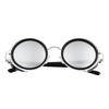 Ultra Silver with Silver Mirrored Lenses Steampunk Sunglasses Round Glasses