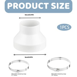 150mm to 100mm Round Ducting Reducer, 91-114mm,141-165mm Stainless Hose Clips, Joint Duct Pipe Connector Adaptor for Connect Round Duct Pipe or Extractor Fans Reducer