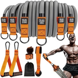 Resistance Bands Set, 300LBS Heavy Exercise Bands with Handles, Fitness Bands for Working Out, Workout Bands for Men, Weight Bands Set for Muscle Training, Strength, Slim, Yoga, Home Gym (Orange)