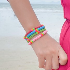 KELITCH Women's Stretch Bracelets Cute Friendship Bracelets Colourful Heishi Beads Bracelet Bohemian Jewellery, Rubber, No-Gem-Tye