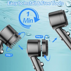 Filtered Shower Head with Handheld High Pressure Shower Head with Silicone Bristle Brush Multiple Spray Modes with ON/OFF Switch Pets