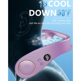 Neck Fans that Blow Cold Air Rechargeable,Wearable Around Wireless Bladeless Personal Cooling Device,Head Neck Coolers for Women Men Kids Dad Mom Extremely Hot Weather Indoor Outdoor Dark Purple