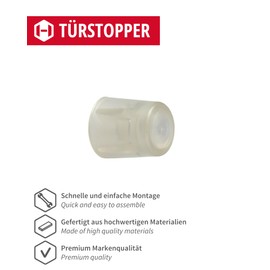 Gedotec Rubber Door Stopper with Mounting Material | Pack of 10 Premium Plastic Door Stoppers - Transparent | Door Stopper Floor for Gluing + Screws | Door Stopper Small for Room Doors