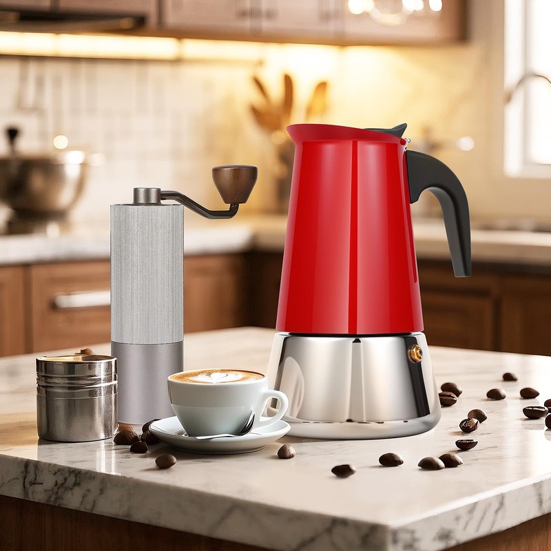 Suiitat Moka Pot, 6 Cups (10.6 oz) Stovetop Espresso Maker,