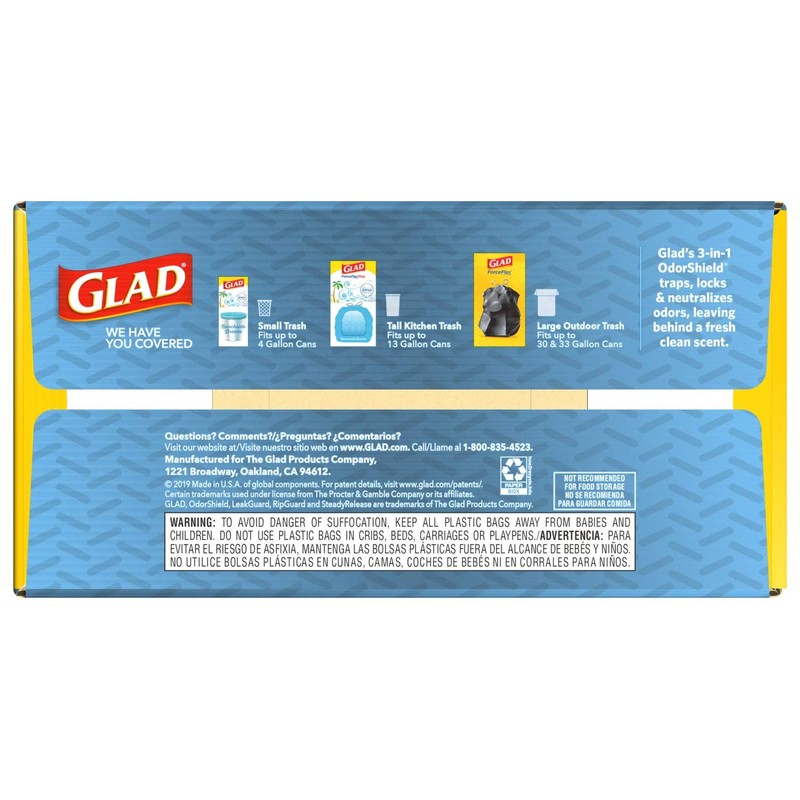 Glad Trash Bags, Force Flex Kitchen Pro Drawstring Garbage Bags,