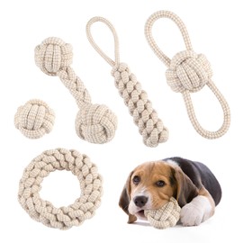 AnNissa Dog Toy Rope, Pack of 5 Rope Toys for Small Dogs, Dog Toy for Teeth Cleaning and Chewing, Braided Rope for Dogs, Interactive Braided Cotton Dog Rope Knot
