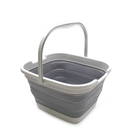 SAMMART 15L / 3.9 Gallons Collapsible Rectangular Handy Basket/Bucket (15L Rectangular, Dark Grey)
