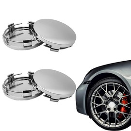 AUEFUDQ Set of 4 Wheel Rim Caps, Hub Caps OD 60 mm ID 56 mm, Wheel Hub Caps, Hub Caps, Wheel Hub Cover, Universal ABS Silver Hub Caps, Car Accessories for Wheel Hubs