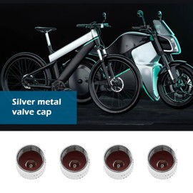 eMagTech 24PCS Tyre Valve Stem Caps Metal Car Tire Valve Lever Covers Tyre Dust Caps for Most Car Truck Motorbike Bicycle Scooter 8mm Inner Diameter Silver