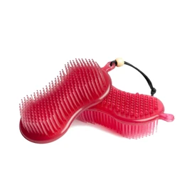 LeMieux Hippo Brush in Pink Two in One Horse Grooming Aid with Gentle Bristles and Rubber Scrubby Sponge - One Size