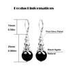 10mm Natural Black Agate Stone Bead Dangle Earrings,Retro Silver Real