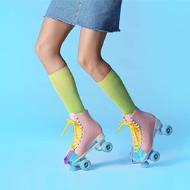 2 protectores de piel sintética para patines de cuatro ruedas (color arcoíris, patrón sólido)
