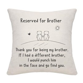 Bommex Funny Cartoon Cushion Covers Thank You For Being My Brother If I Had A Different Brother I Would Pouch Him In The Face And Go Find You for Brother Birthday Graduation (brother), HE724-747