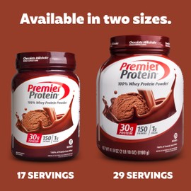 Premier Protein Premier Protein Protein Powder, 30g Protein, 1g Sugar, No Soy Ingredients, Gluten Free, Chocolate Milkshake, 29 Servings, 41.9oz