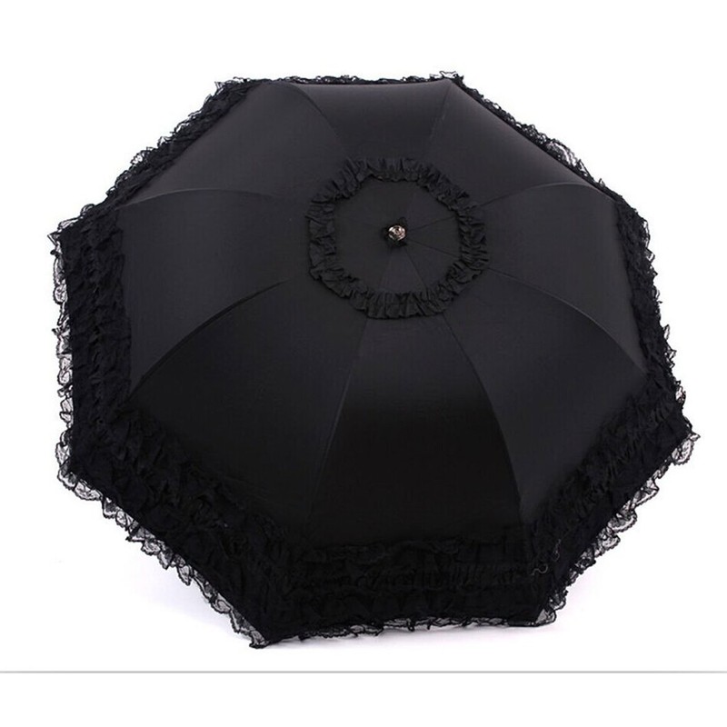 Heart Princess Lace Windproof Folding Sunny and Rainy Umbrella Ultraviolet-Proof