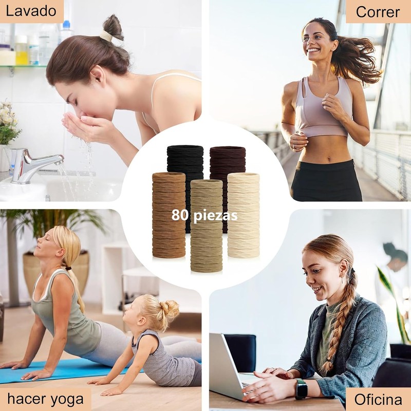 TOAO 80 Pcs Ligas para Cabello Elásticas, elegantes lazos para