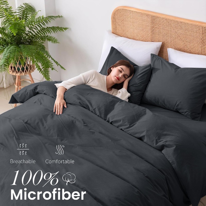 SSW HOMES Single Size Duvet Cover Set (Charcoal) - 3