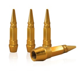 Lyxheth 4PCS 45 mm Spiked Style Tire Valve Stem Caps, Tire Air Caps, Universal Aluminium Alloy Dustproof Tire Valve Stem Covers, Heavy Duty Tire Caps Car Accessories for Cars (Gold, 60mm)