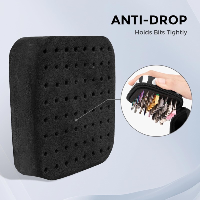 Lavinda Zebra Print Nail Drill Bits Holder, 64 Holes Dustproof
