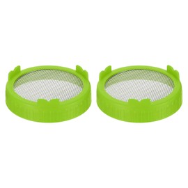 PATIKIL Germinating Jar Lids for Masungers, Stainless Steel Mesh Wide Mouth Cap Lids, Set of 2, Green