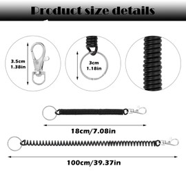 Lyxhag 12 Pieces Stretchy Spiral Keyring,with Lobster Clasp, Plastic Keyring Chain Anti-Lost Spiral Key Holder for Keys Work School Wallet Cellphone ID Card Backpack Outdoor Activities,12 Colors