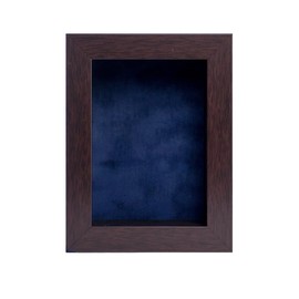 CountryArtHouse 5x7 Brown Shadow Box Frame with A 1 3/4" Usable Depth Includes Navy Blue Suede Acid-Free Backing, UV Resistant Acrylic, & Hanging Hardware