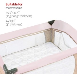 Moonsea Waterproof Mini Crib Fitted Mattress Protector (Pack of 2), Quilted Cotton Fabric Absorbent Pack n Play Mattress Pad Protector, (White, 27"x 39"x 5"), Soft Pack n Play Sheets