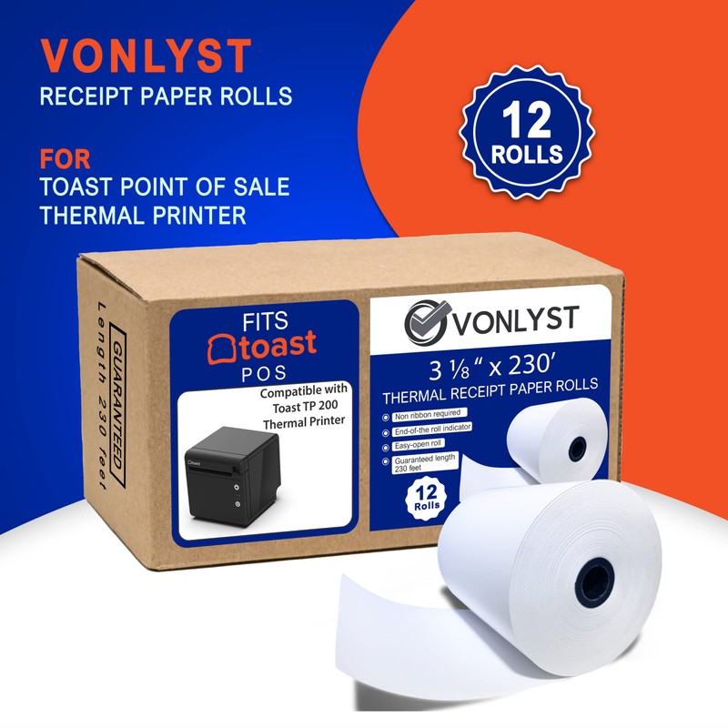 Vonlyst Thermal Printer Paper Roll for Toast TP200 Receipt Printer