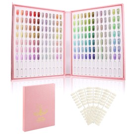 Segbeauty 216 Nail Colors Display Book, Nail Polish Organizer Colors Chart with 240 False Nails Tips, Professional DIY Fingernail Painting Stick Sample Card Practice Tool Salon Beauty Pink