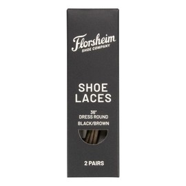 Florsheim Men's Dress Shoe Round Lace 36" 2 Pack, Black/Brown Shoelaces
