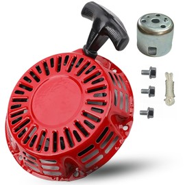 MEEIHUI GX160 Pull Start Assembly GX200 Recoil Starter GX120 Pull Rope String w/Pully Cup Fitrs for Hon-da Rolair Blackmax and Clones，Red 28400-Z0T-003ZB 28400-ZH8-023ZB 28400-Z4M-305ZB
