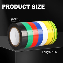 DAJING 7 Pack Mixed Colour Electrical Insulation Tape,Electrical Tape 10M x 17MM,Indoor & Outdoor Use,70M Total Length