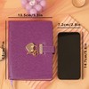 Heart Lock Journal Notebook with Key, Glitter Purple PU Leather